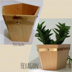 Wood Vase Cover for Succulent and Flower-Pentagon/Hexagon 12-Handicraft